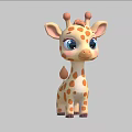 Cute Cartoon Giraffe Character With Big Blue Eyes Small Horns And Brown Spots