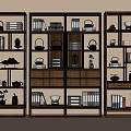 Wooden Bogu Shelf With Open Grid Design Displaying Books Tea Sets And Decorative Plants