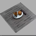 Delicious Hamburger With Fries On White Plate Over Gray Wooden Placemat