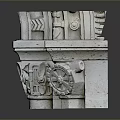 Intricate White Stone Architectural Carving With Symmetrical Gear Like Ornaments And Textures
