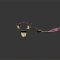 Decorative Curtain Components With Pink Striped And Gold Fabric Designs