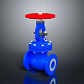 Blue Industrial Valve Equipment With Red Handwheel And Flange Body Design