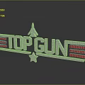 TOPGUN Logo 3D Metallic Design With Human Silhouette Star And Red Stripes