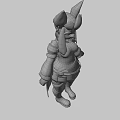 Anime Style Game Character With Blue Fox Ears Dark Outfit And Tail