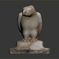Artistic Standing Bird Sculpture Carved From Marble With Detailed Stone Base