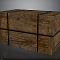Rustic Vintage Wooden Crate With Black Straps And Weathered Wood Grain