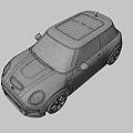 Light Gray Mini Cooper Car Featuring Black Stripes Black Roof Round Headlights And Black Wheels