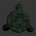 Ancient Style Green Carved Sculpture With Three Legs Two Handles And Intricate Engravings