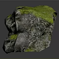 Natural Stone With Green Moss Covered Surface And Rough Natural Texture