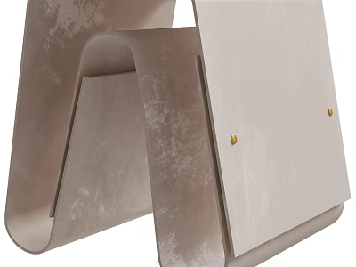 Modern Side Table With Curved Metal Structure And Wooden Top Minimalist Design 3d model