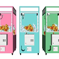 Colorful Amusement Equipment Claw Machines in Pink Blue Green with Stuffed Toys Inside