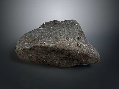 Natural Gray Rock With Rough Surface And Textured Appearance On Dark Background 3d model