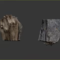 Three Natural Wooden Stone Tree Stump Stools With Textured Surfaces And Knots