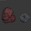 Decorative Gray And Red Rockery Stones With Textured Surfaces On Dark Background