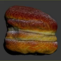 Layered Red And Yellow Pastry Dessert With Powdered Sugar Stacked Structure