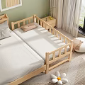 Wooden Baby Crib with White Mattress and Nightstand in Green Wall Bedroom