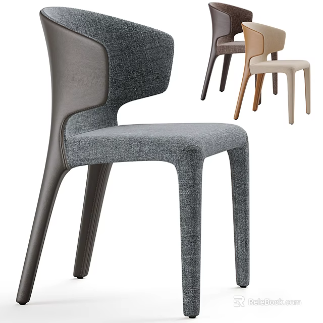 Modern Lounge Chair With Upholstered Fabric Leather Accents Ergonomic Backrest Sturdy Legs 3d model 