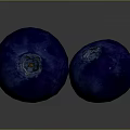 Two Plump Deep Blue Blueberries With Glossy Surface And Fresh Look