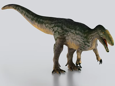 Realistic Large Dinosaur Model With Green Yellow Skin Open Mouth And Sharp Claws 3d model