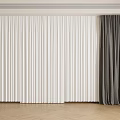Elegant Modern White And Gray Curtains With Pleated Design For Indoor Wooden Floor Space