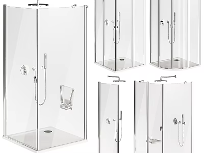 Transparent Glass Shower Sauna Enclosure Design With Modern Panel And Structure 3d model