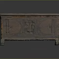 Antique Wooden Console Cabinet With Intricate Carved Patterns And Vintage Style Design