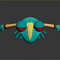 Animated Frog Character With Red Large Eyes Blue Body Yellow Top And Red Shorts