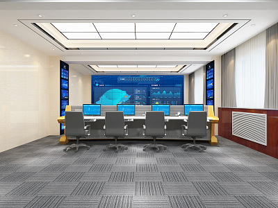 Big Data Command Room Modern Monitoring Room 3d model