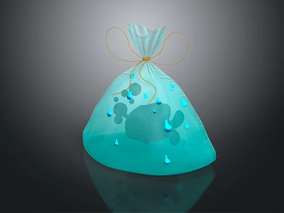 Commercial Equipment Decorative Blue Bag Featuring Water Drop Design And Tie Closure For Business Use 3d model