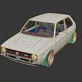 Stylish VW Classic White Hatchback with Sporty Wheels on Reflective Surface