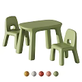 Green Plastic Kids Table and Chairs Set with Simple Design for Indoor Use