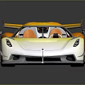 Sleek Race Car With Gradient Yellow White Body Rear Wing And Alloy Wheels