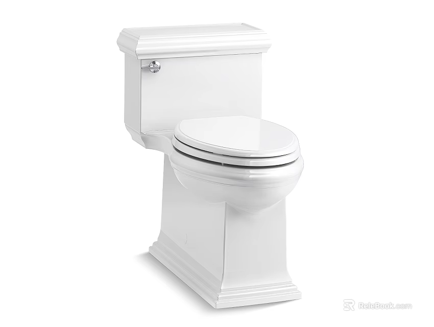 White Two Piece Ceramic Toilet With Classic Design And Sleek Base 3d model 