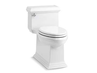 White Two Piece Ceramic Toilet With Classic Design And Sleek Base 3d model