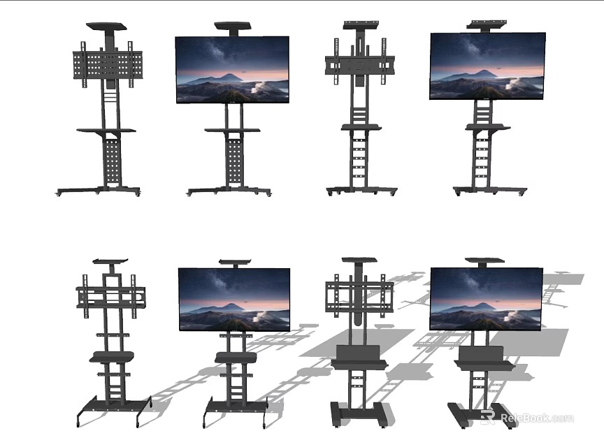 Modern Iron Art TV Stand Designs With Various Styles And TV 3d model 