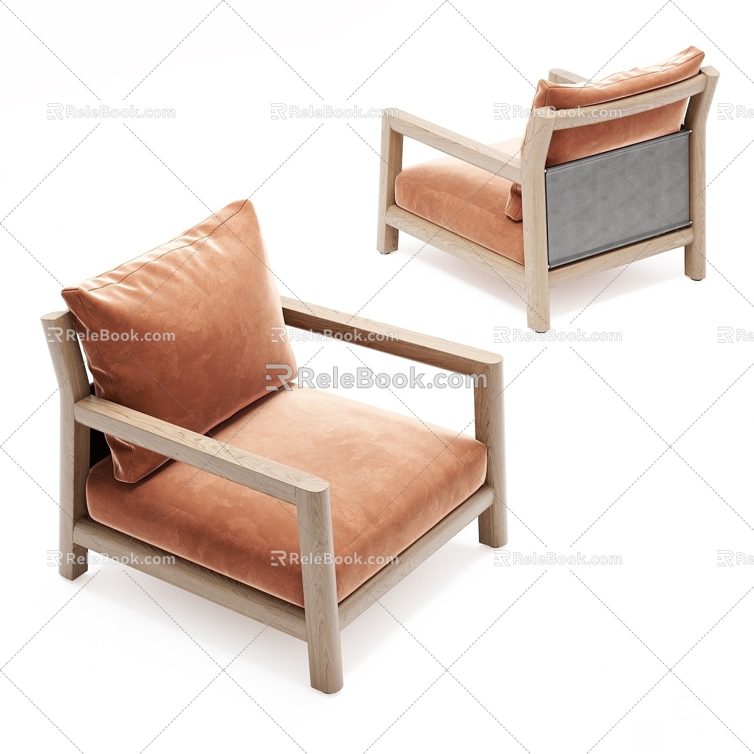 Modern Sofa Chair Orange Leisure Chair 3d model