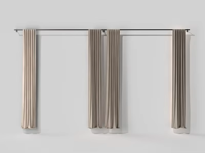 Modern cotton curtain rod curtain 3d model