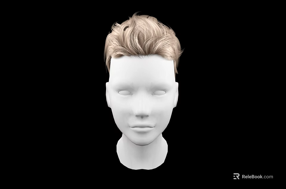 Game Movie Character White Head Model With Blonde Short Hair And Black Background 3d model 