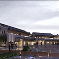 Traditional Style Commercial Complex Featuring Modern Glass Facade Open Plaza Pedestrian Flow And Landscaped Greenery