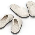 Comfortable Woven Indoor Slippers for Home Use with Beige Textile and Dark Soles