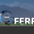 Illuminated FERR Sign With Large Letters And Green Plants Against Night Sky