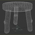 Solid Wood Round Seat Stool With Four Natural Legs In Dark Brown