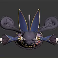 3D Anime Character With Cat Ears Purple Hair And Colorful Costume Design