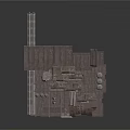 Industrial Metal Platform Structure Featuring Multi Level Plates Pipes And Storage Tanks