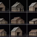 Rustic Wooden Detached House Exterior With Sloped Roof And Multiple Views