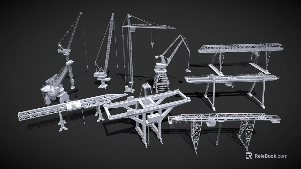 Industrial Equipment Including Cranes Trusses And Mechanical Structures For Construction Heavy Machinery Applications 3d model 