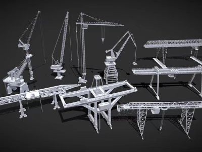Industrial Equipment Including Cranes Trusses And Mechanical Structures For Construction Heavy Machinery Applications 3d model