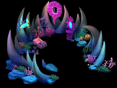 Modern Cartoon Scene Underwater World 3d model