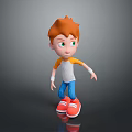 3D Animated Game Movie Character With Reddish Brown Hair Green Eyes And Red Shoes