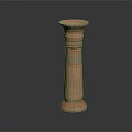 Terracotta Column With Decorative Patterns In Brownish Red And Red Base On Black Background